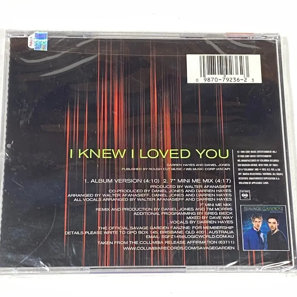 Savage Garden - I Knew I Loved You (CD, 1999) New Sealed - Picture 2 of 2